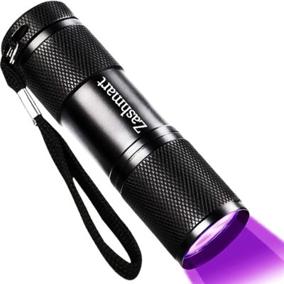 Zashmart UV Torch, 87MM L 9LED Torch 395 NM Black Flashlight, Powerful UV Light Pets Urine Detector, 26MM Dia Ultraviolet Light, 3 x AAA Portable Battery, Cat Bed Dog Bed Pet Bed Dry Urine Detector.