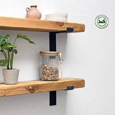 Rustic Shelves Handcrafted Using Solid Wood & Industrial Metal Shelf Brackets | 15cm Depth x 5cm Thickness | Ben Simpson Furniture